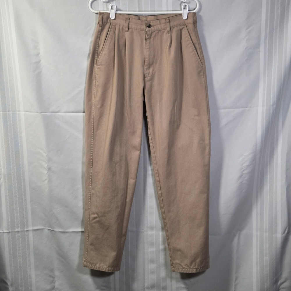 Unbranded Pleated Chinos Mens 30x30 Tan Khaki Tapered Cotton Blend Twill Pants
